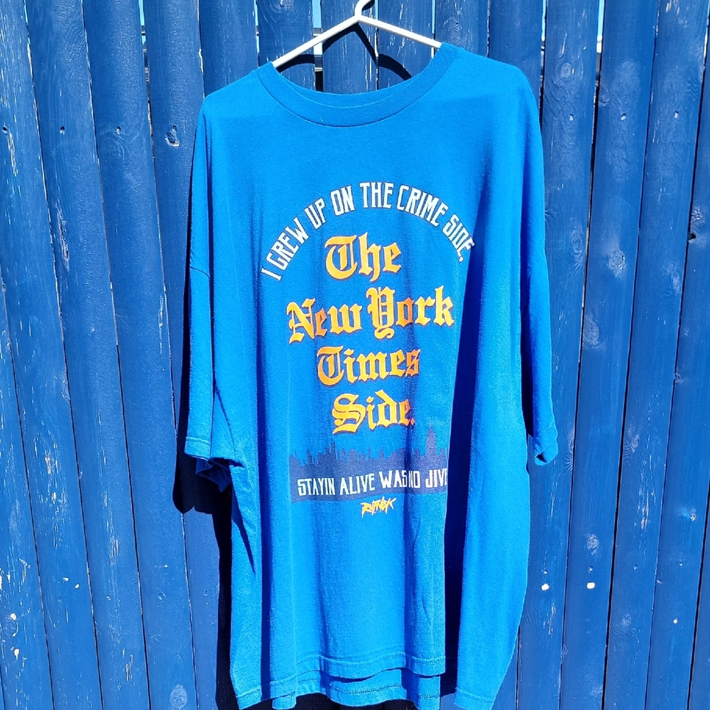 Blue Graphic T-Shirt with Yellow Text